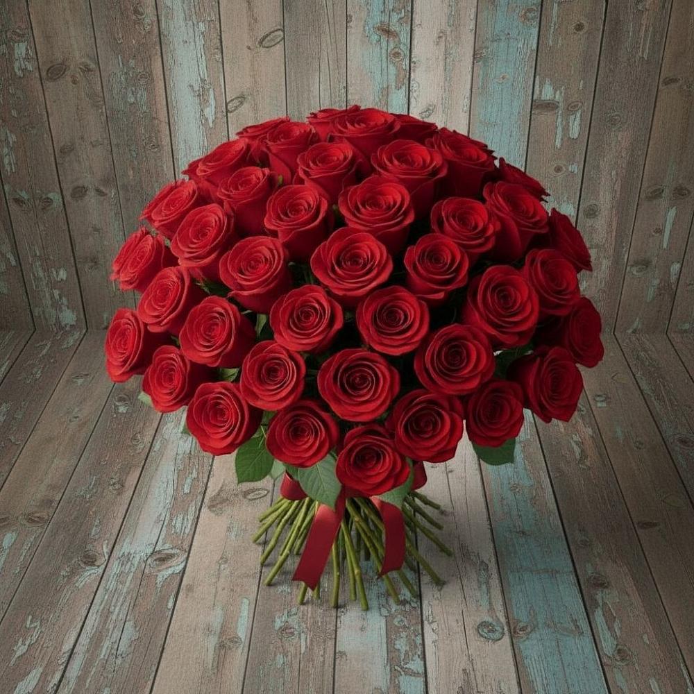 Букет 55 Красных роз Фридом в Дальнегорске