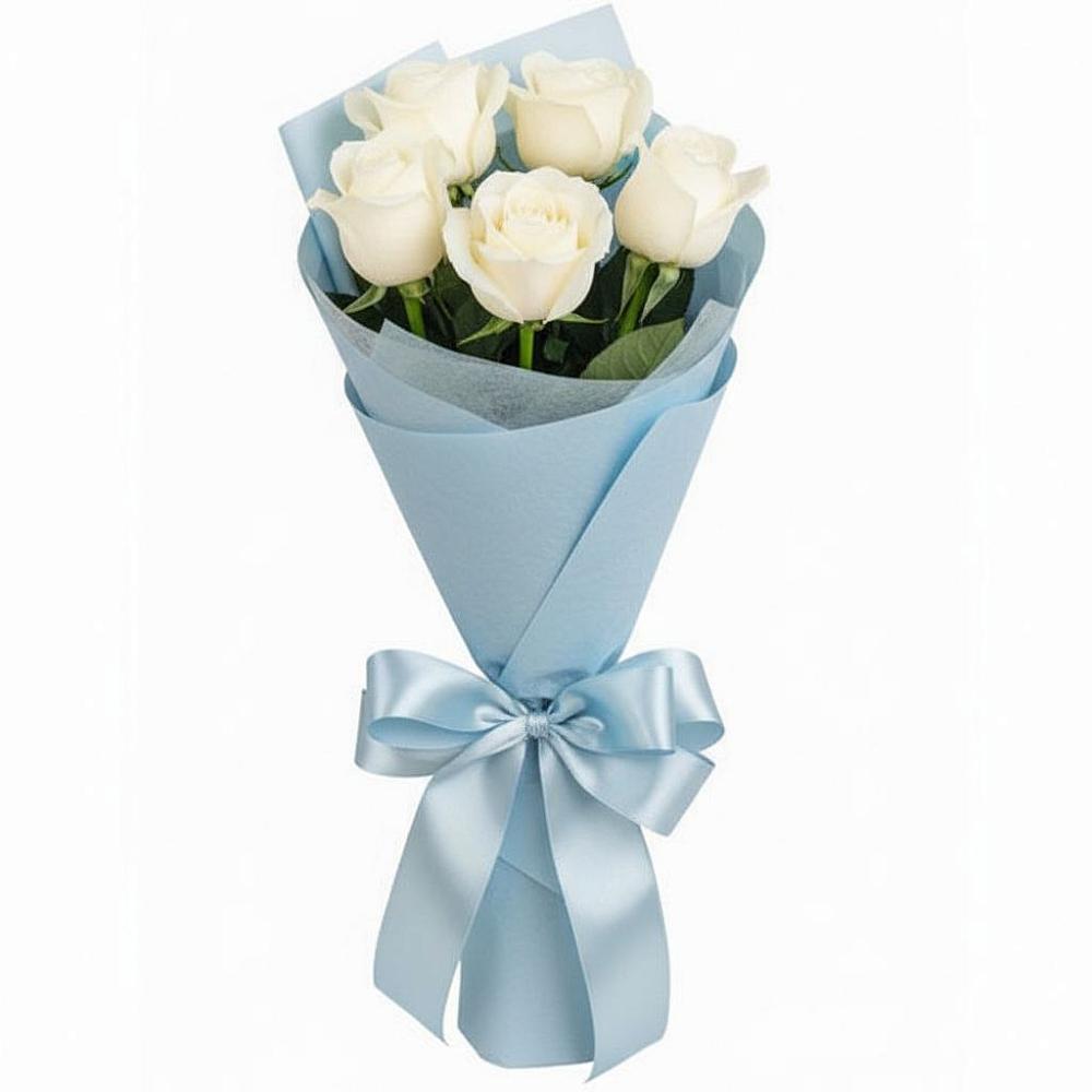 Букет 5 Белых роз Проуд в Дальнегорске