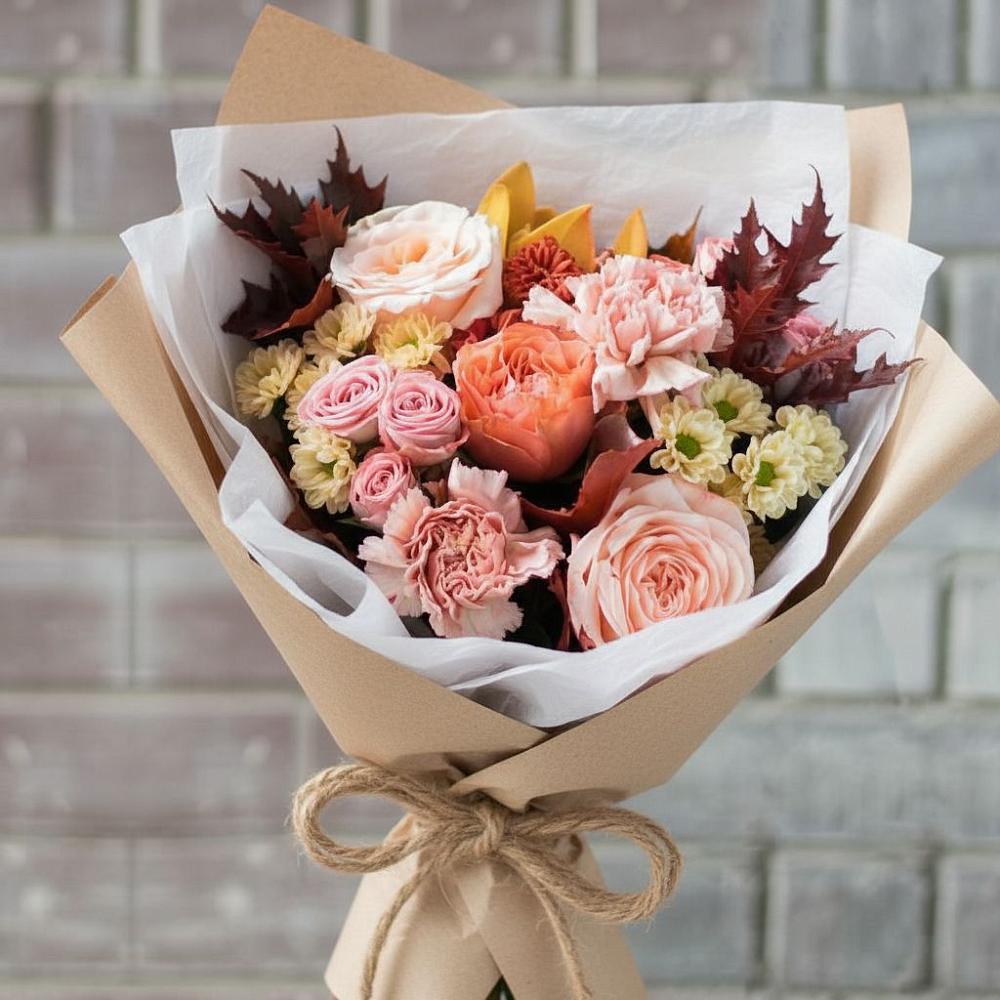 Букет цветов из: Гвоздики, Хризантемы и Розы в Дальнегорске