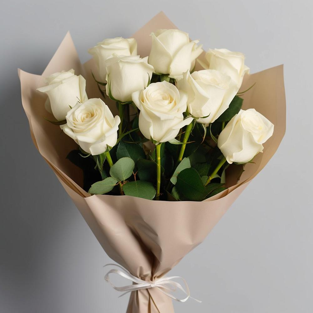 Букет 9 Белых роз Эдлесс Лав в Дальнегорске