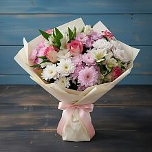 Букет цветов из:  Хризантемы, Альстромерии и Розы в Дальнегорске