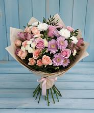 Букет цветов из:  Хризантемы, Розы и Альстромерии #REPLACE_PRED# Дальнегорске