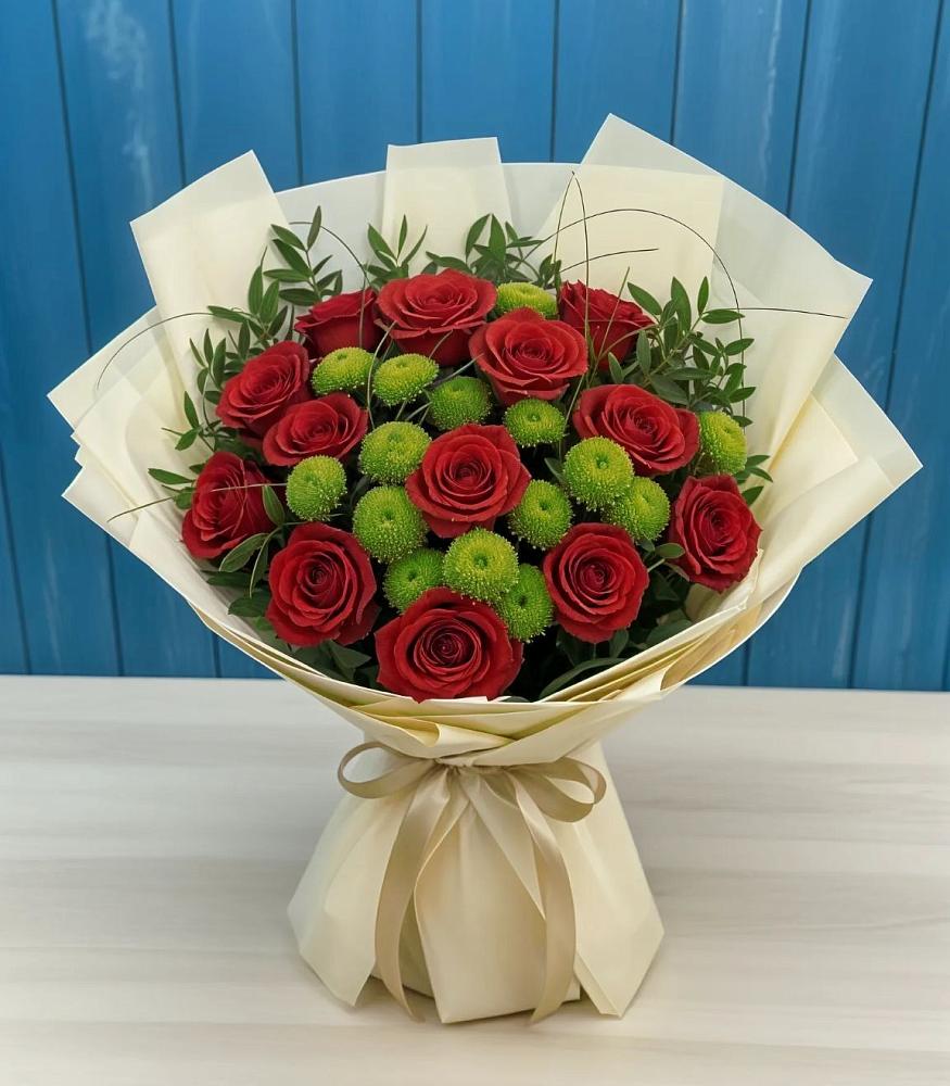 Букет цветов из: Розы и Хризантемы в Дальнегорске